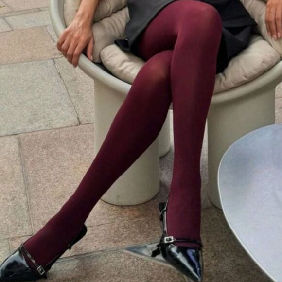 NWT, Semi Sheer Sexy Burgandy Tights, One Size - Picture 1 of 1